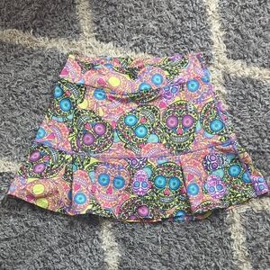 Donajo Fit Wear Colorful Abstract Sugar Skulls Golf Skort